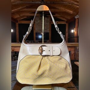 Gucci yellow diamonte bag with tan leather